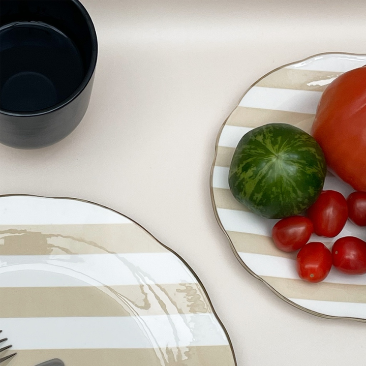 Dinerbord - Beige streep