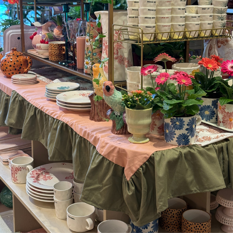 Tafelkleed - Darcy - zalm roze/groen