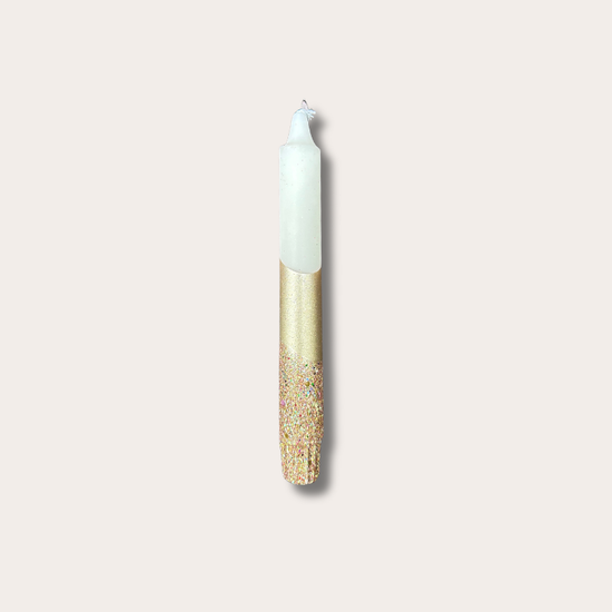 Kaars - Essence - Wit/goud glitter overloop