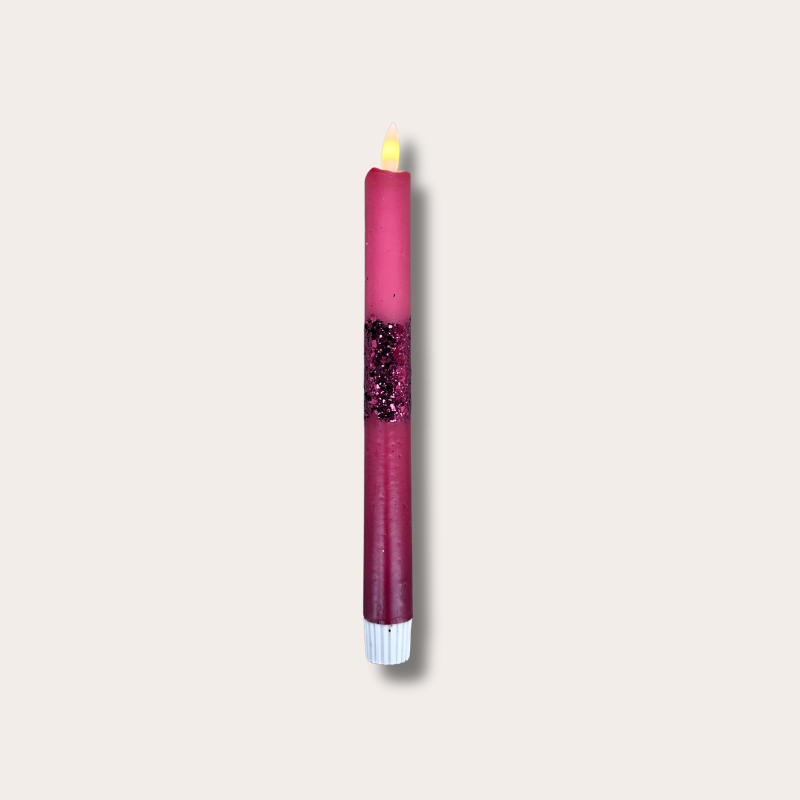 Kaars led - Glitter - robijnrood & burgundy