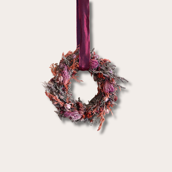 Krans - Droogbloemen - Mauve