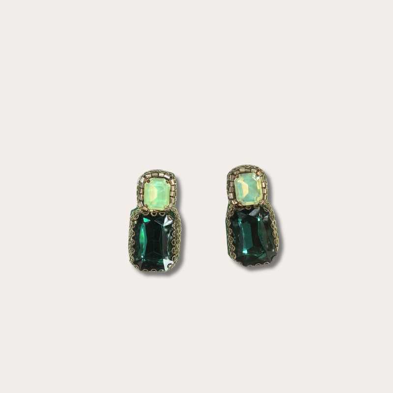 Oorbellen - Double Drop - Groen