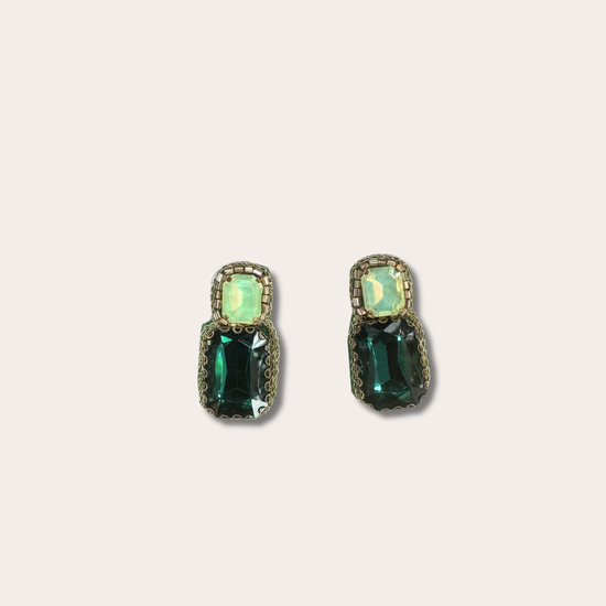 Oorbellen - Double Drop - Groen