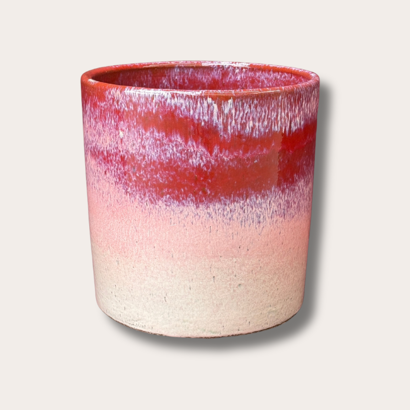Geglazuurde pot - Cleo - Bordeaux/roze overloop XL