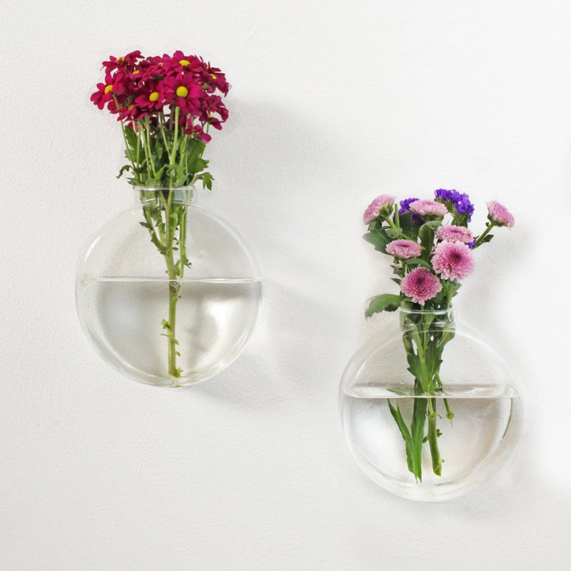 Wandvaasjes van glas- rond