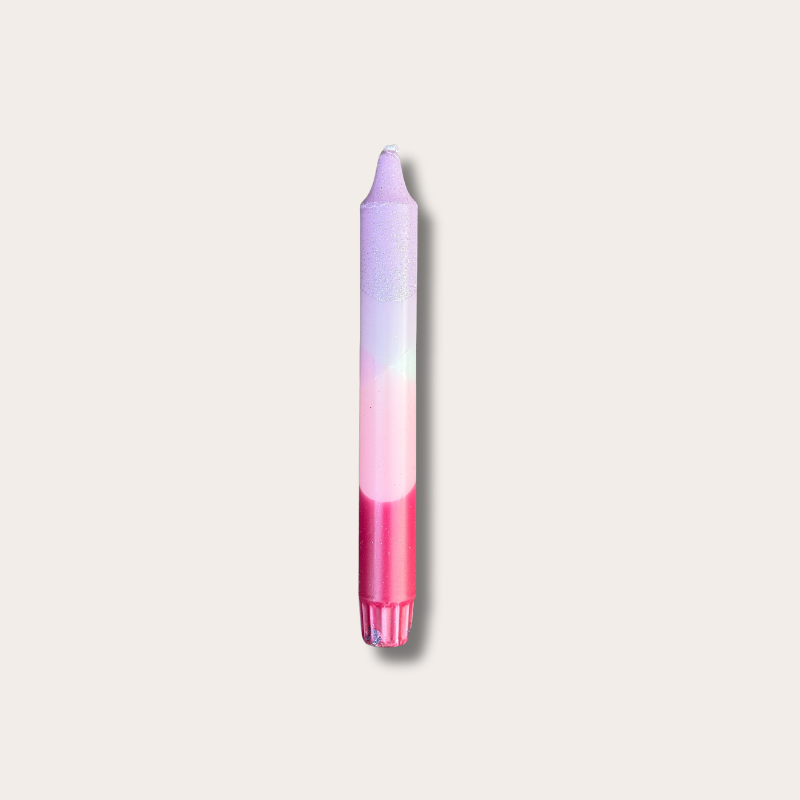 Kaars - Essence - bordeaux/lila - glitter overloop