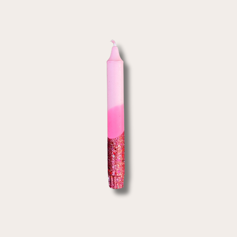 Kaars - Essence - roze/rood - glitter overloop