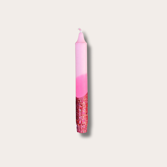 Kaars - Essence - roze/rood - glitter overloop