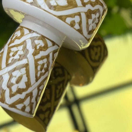 Chabi Chic - schaal op voet groot - kaki bloemen