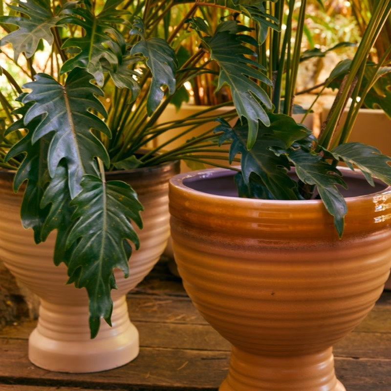 HKliving Stoneware planter - Caramel