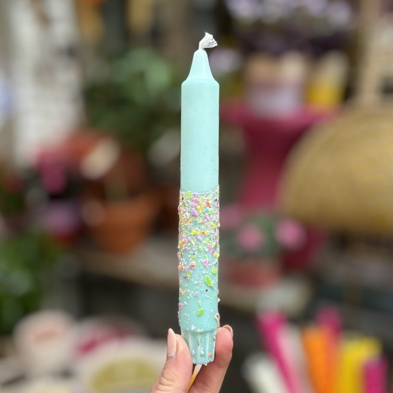 Kaars glitter confetti - blauw