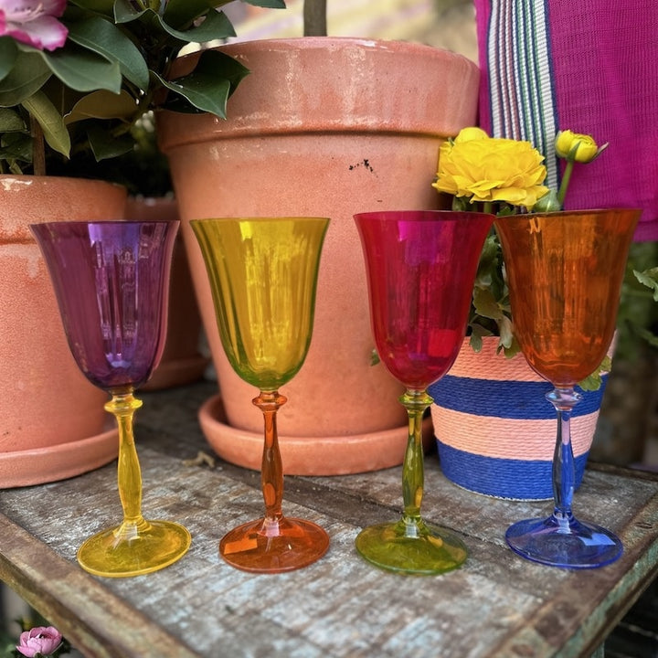 Anna+Nina - Multicoloured Wine Glass - groen