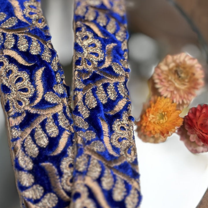 Handgemaakte straps - donkerblauw/goud
