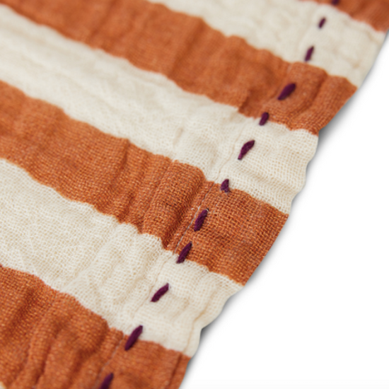 HKliving katoenen servetten - floral striped tangerine, set van 2