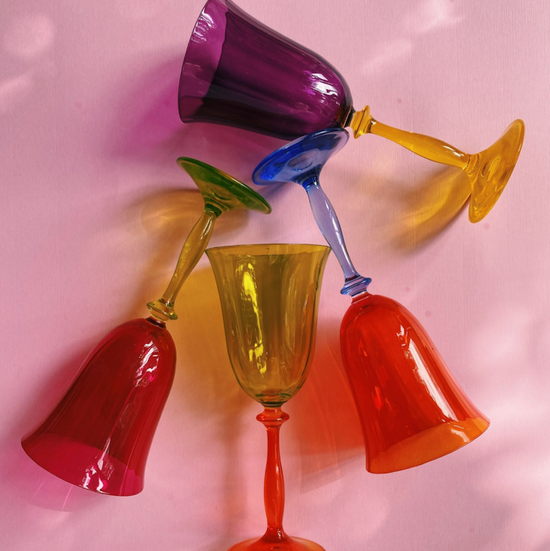 Anna+Nina - Multicoloured Wine Glass - roze
