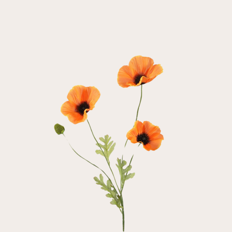 Zijden bloem - Poppy Spray - oranje